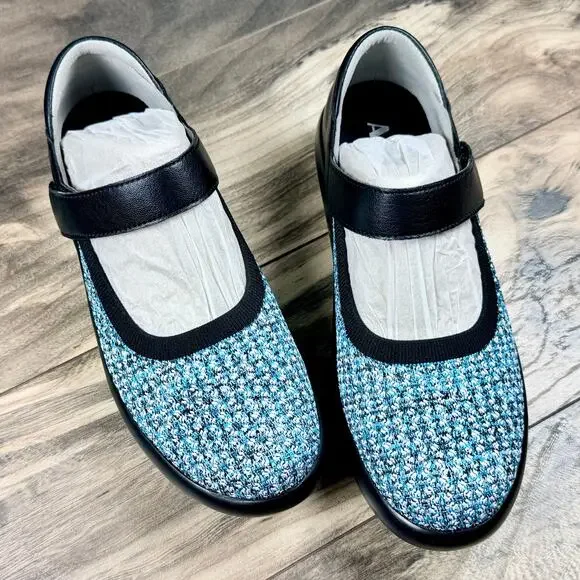 NIB Alegria by PG Lite 39 9 Olivia Comfort Mary Jane Flats Shoes Black Multi - Picture 2 of 10